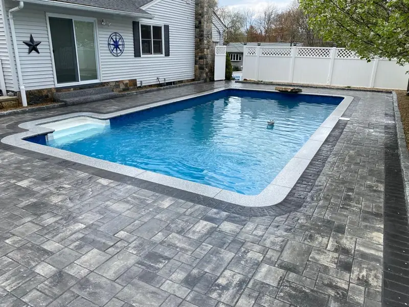 Pool patio surround in bluestone