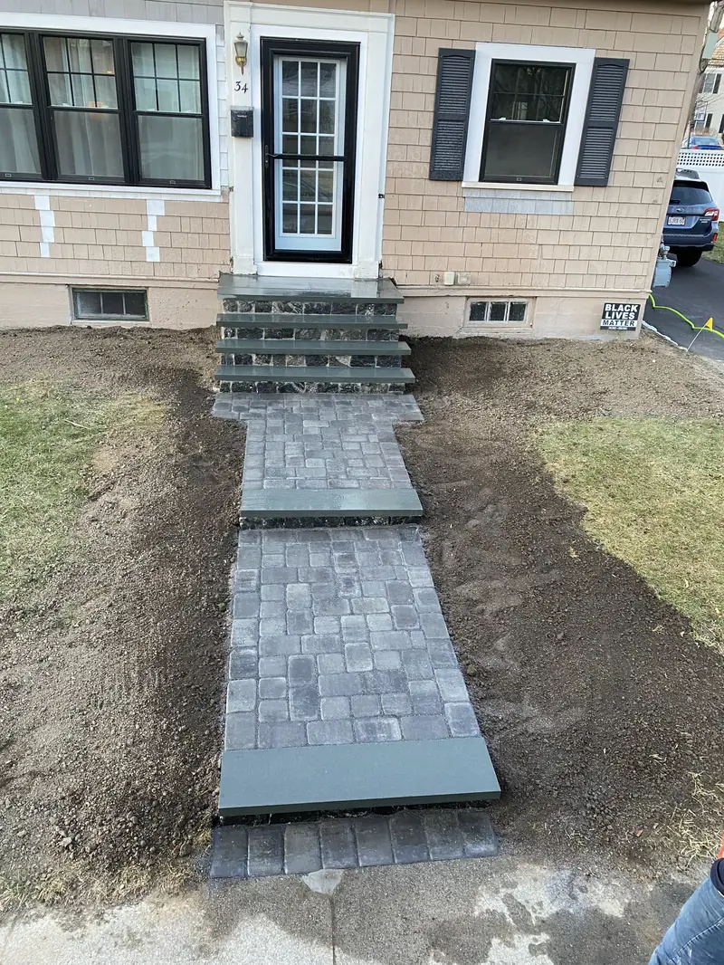 Stone walkway through the landscape